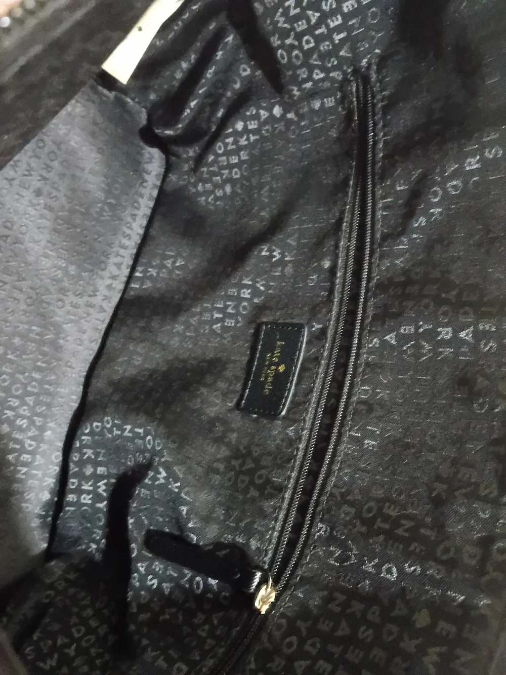 Kate Spade Black Glitter Dot Leather Tote Euc